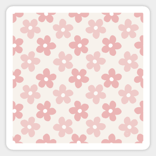 Pink Cream Daisy Flowers Retro Pattern Sticker